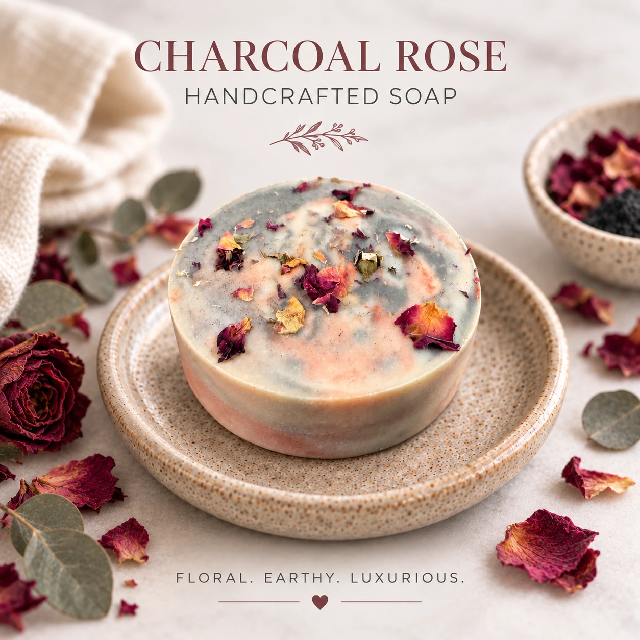Charcoal Rose handcrafted soap