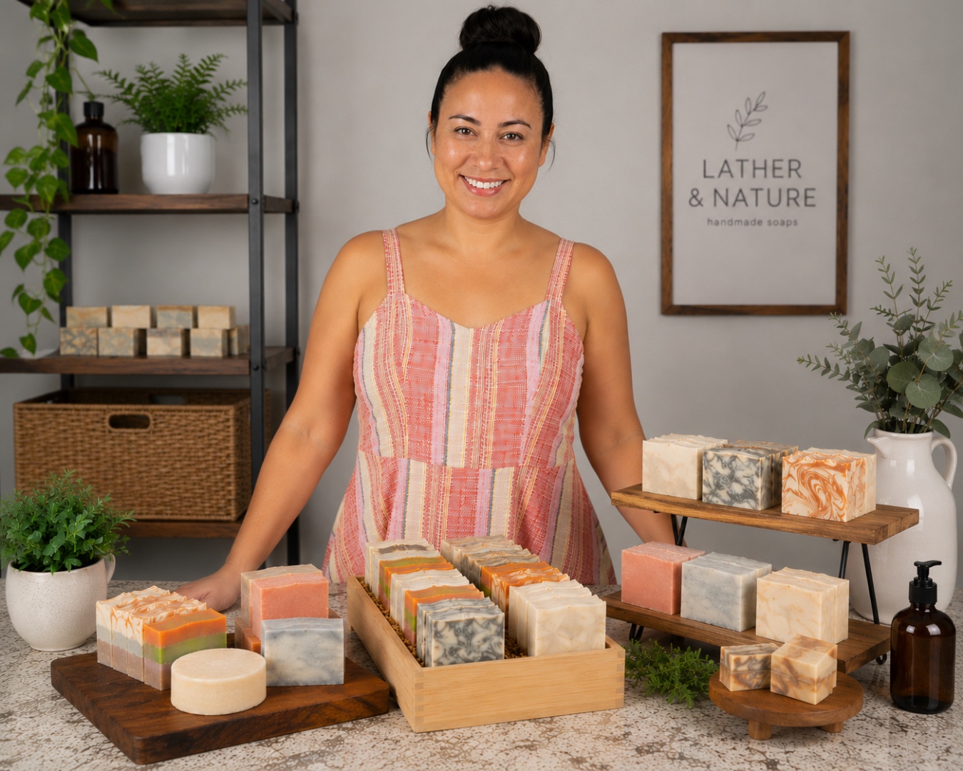 The Kind Bar maker with her full soap collection